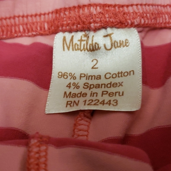 MATILDA JANE Pink Striped Ruffle leggings - Picture 2 of 3